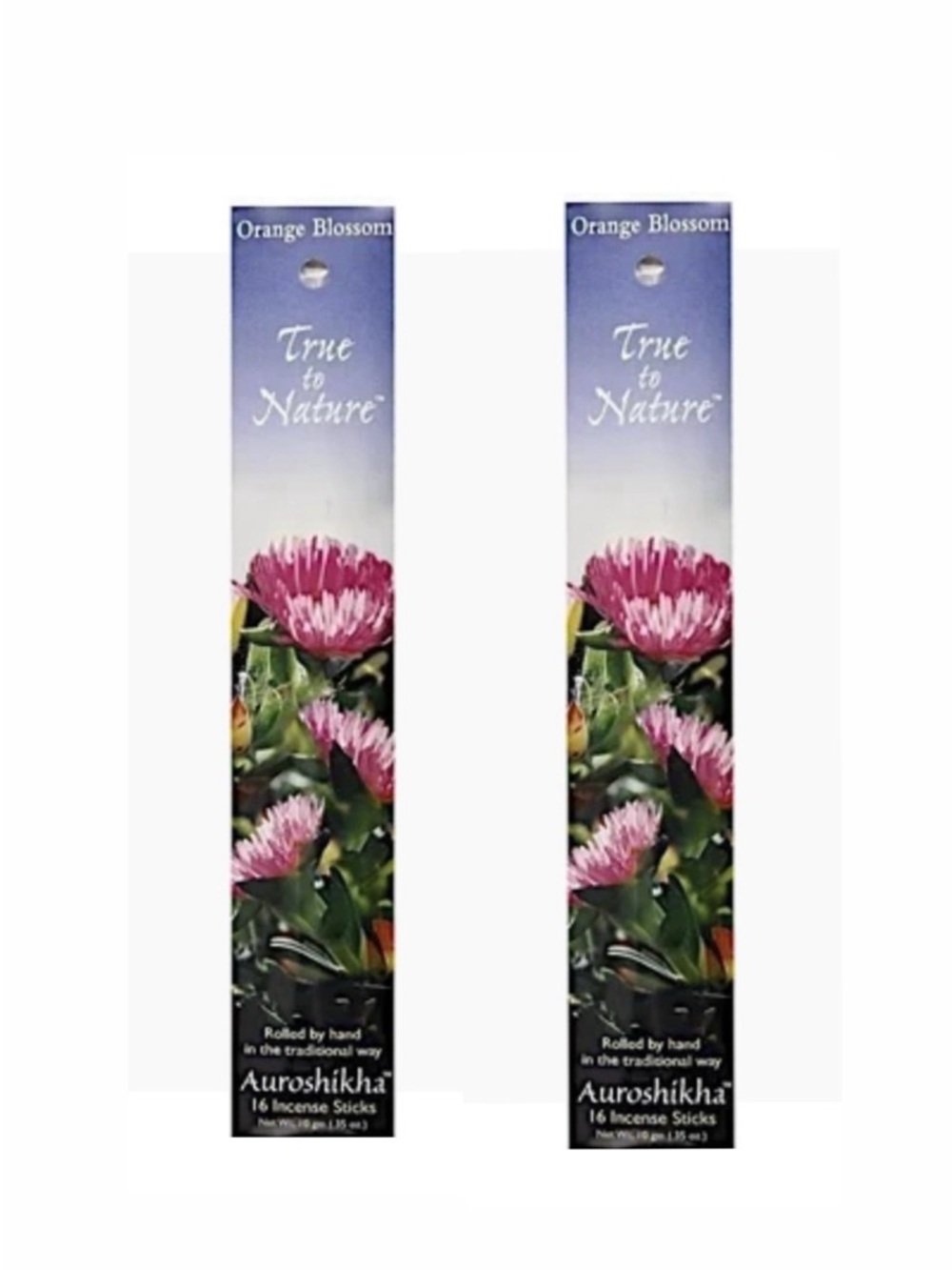 Two True to Nature Auroshikha Incense Sticks Orange Blossom 10 Grams